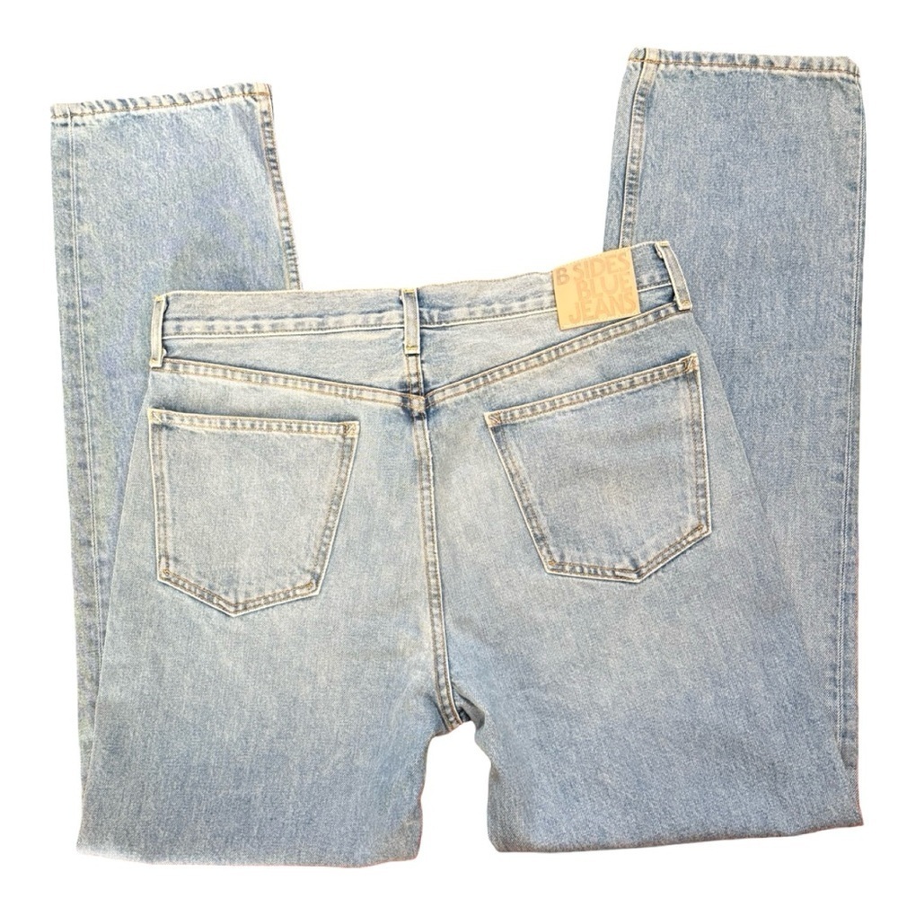 B SIDES Womens Plein Relaxed Straight Leg Jean Light Blue Sz 30 New Without Tags - Picture 5 of 9